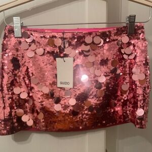 NWT Danielle GUIZIO sequin &  paillette low-rise mini skirt size XS  pink
